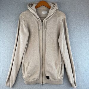 Globe United By Fate Cream Men's Zip Up Knit Sweater Size L Casual Sporty Cotton